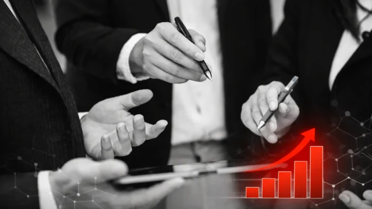 3 ejecutivos decidiendo firmar un seguro de credito